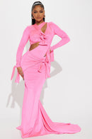 Tied To You Maxi Dress - Neon Pink
