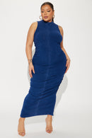 Amiah Mineral Wash Maxi Dress - Blue