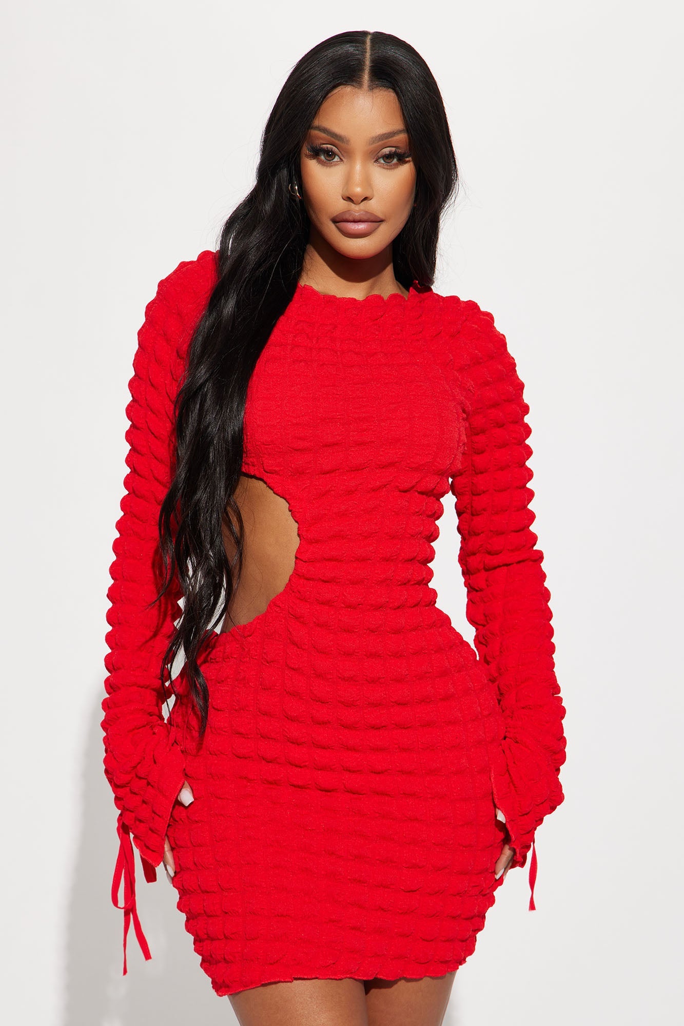 Teya Bubble Mini Dress - Red