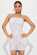 Aimee Ruched Mini Dress - Lavender/combo