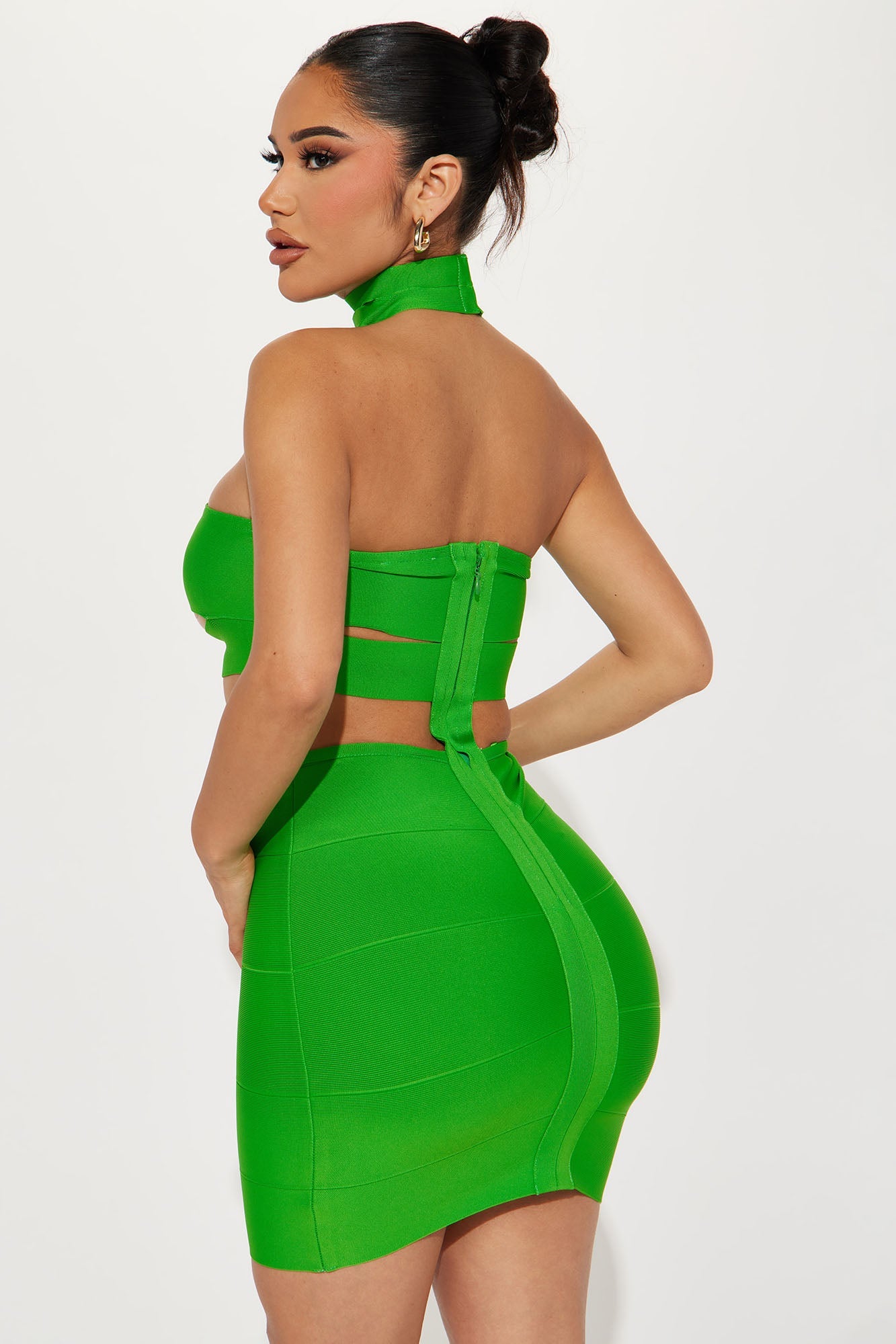 The Scandal Bandage Mini Dress - Lime