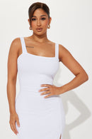 Lianna Ribbed Midi Dress - White