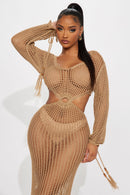 Leah Crochet Maxi Dress - Tan