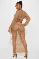 Leah Crochet Maxi Dress - Tan