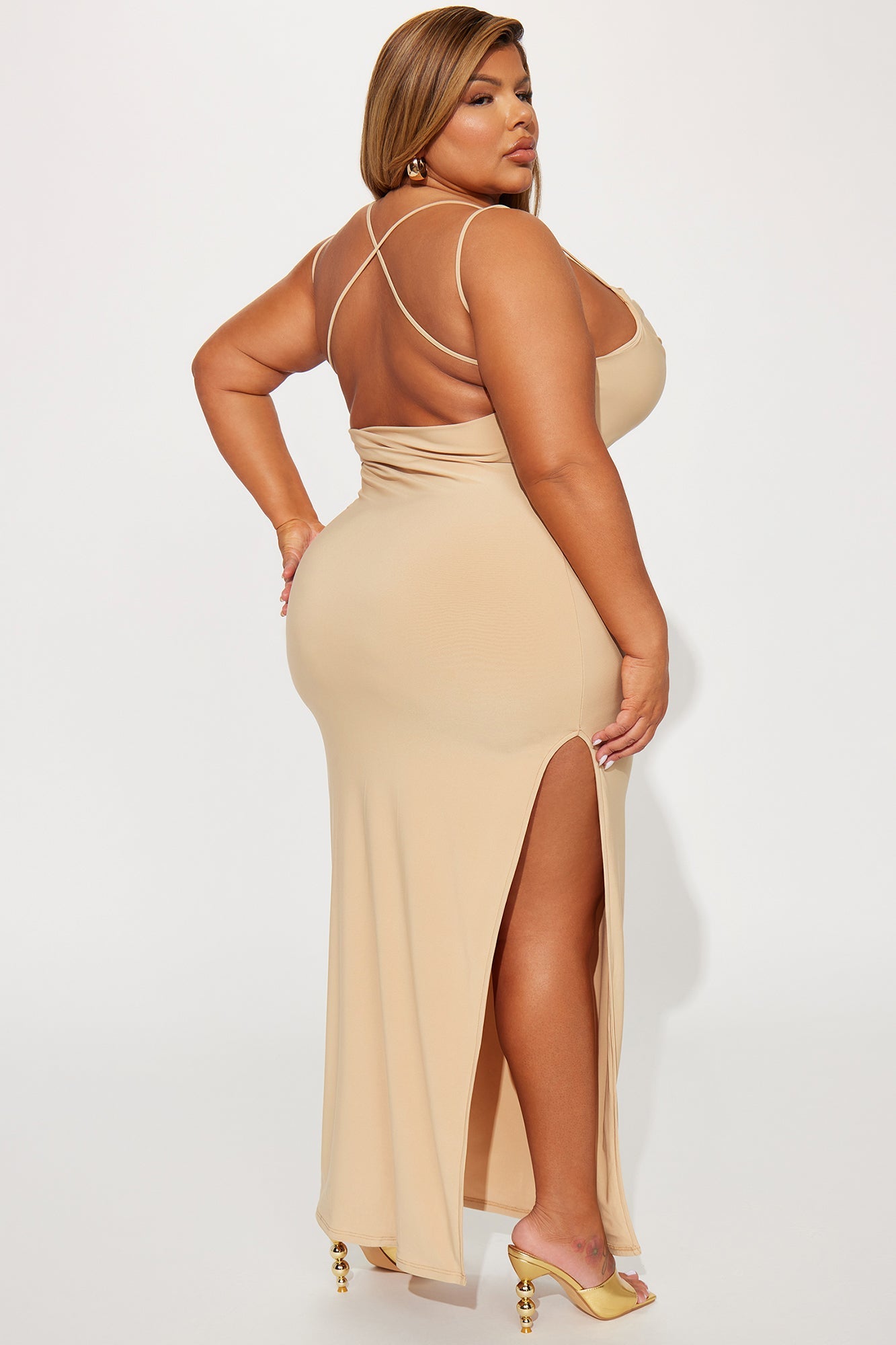 Janelle Backless Maxi Dress - Nude