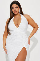 Hailie Sequin Midi Dress - White