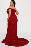 Alora Sequin Maxi Gown - Red