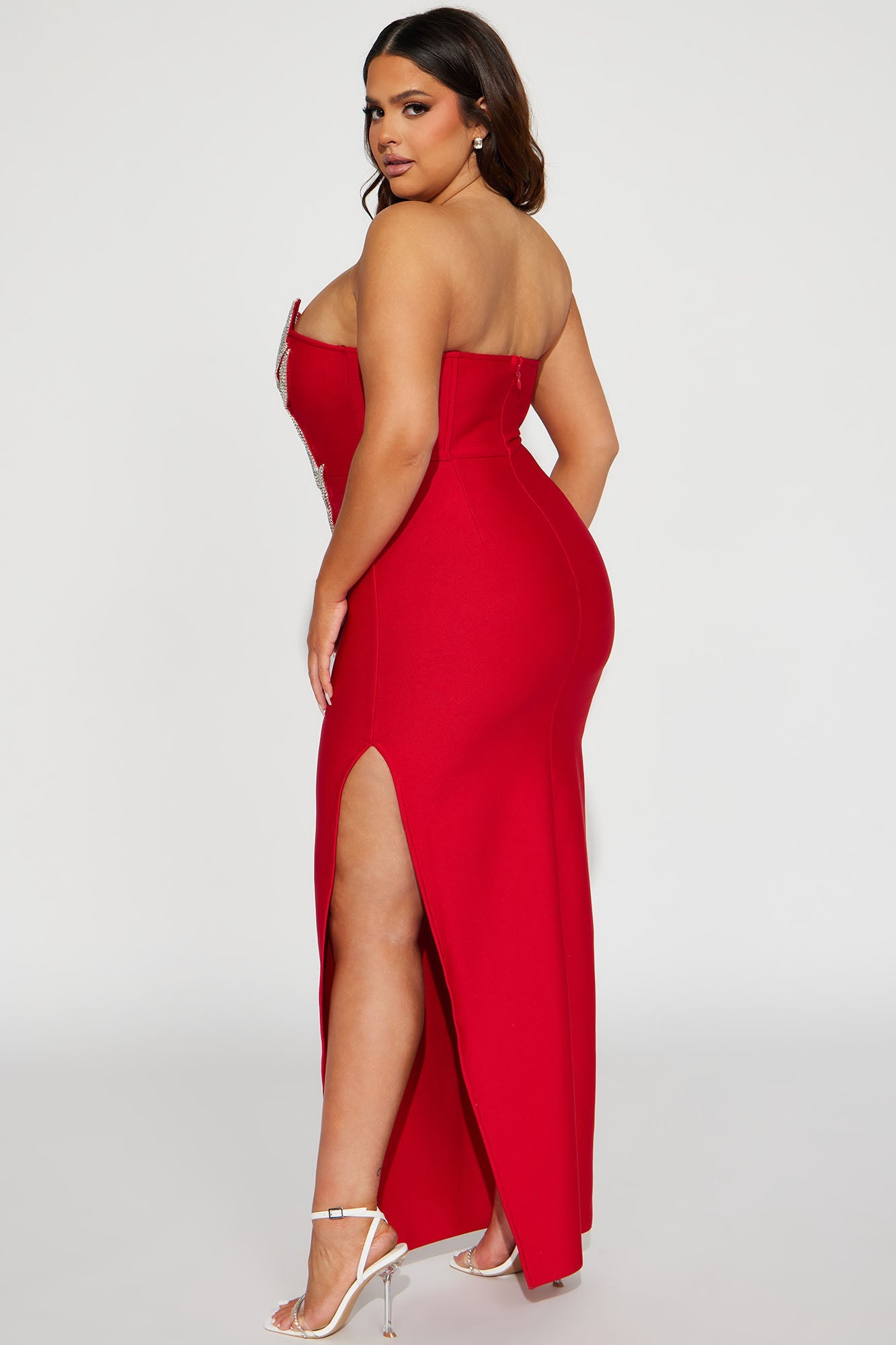 Oscars Lady Embellished Maxi Dress - Red