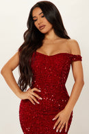 Alora Sequin Maxi Gown - Red