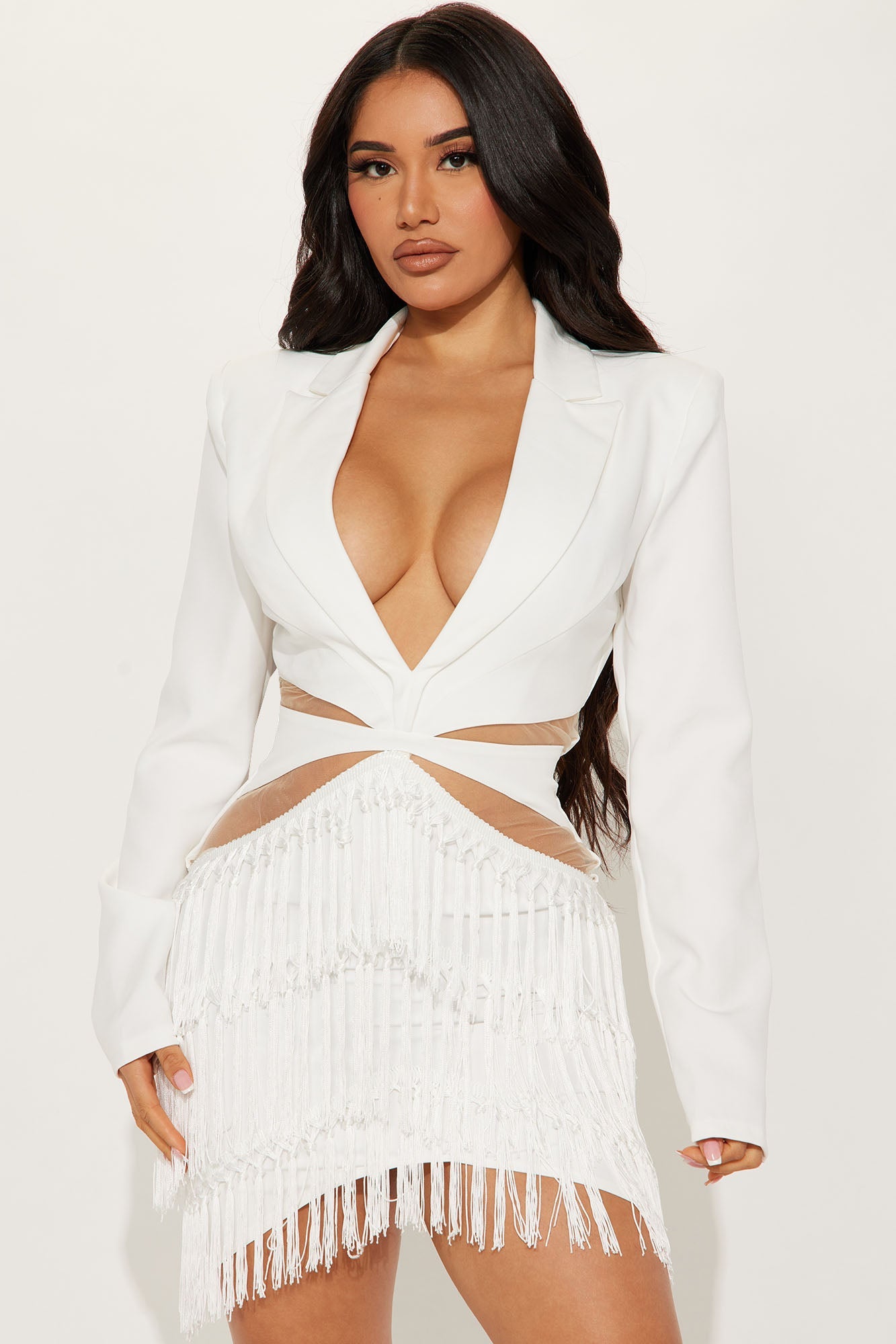 Risque Business Blazer Mini Dress - White
