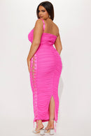 Laces Tied Maxi Dress - Pink