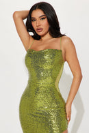 Milena Sequin Maxi Dress - Lime