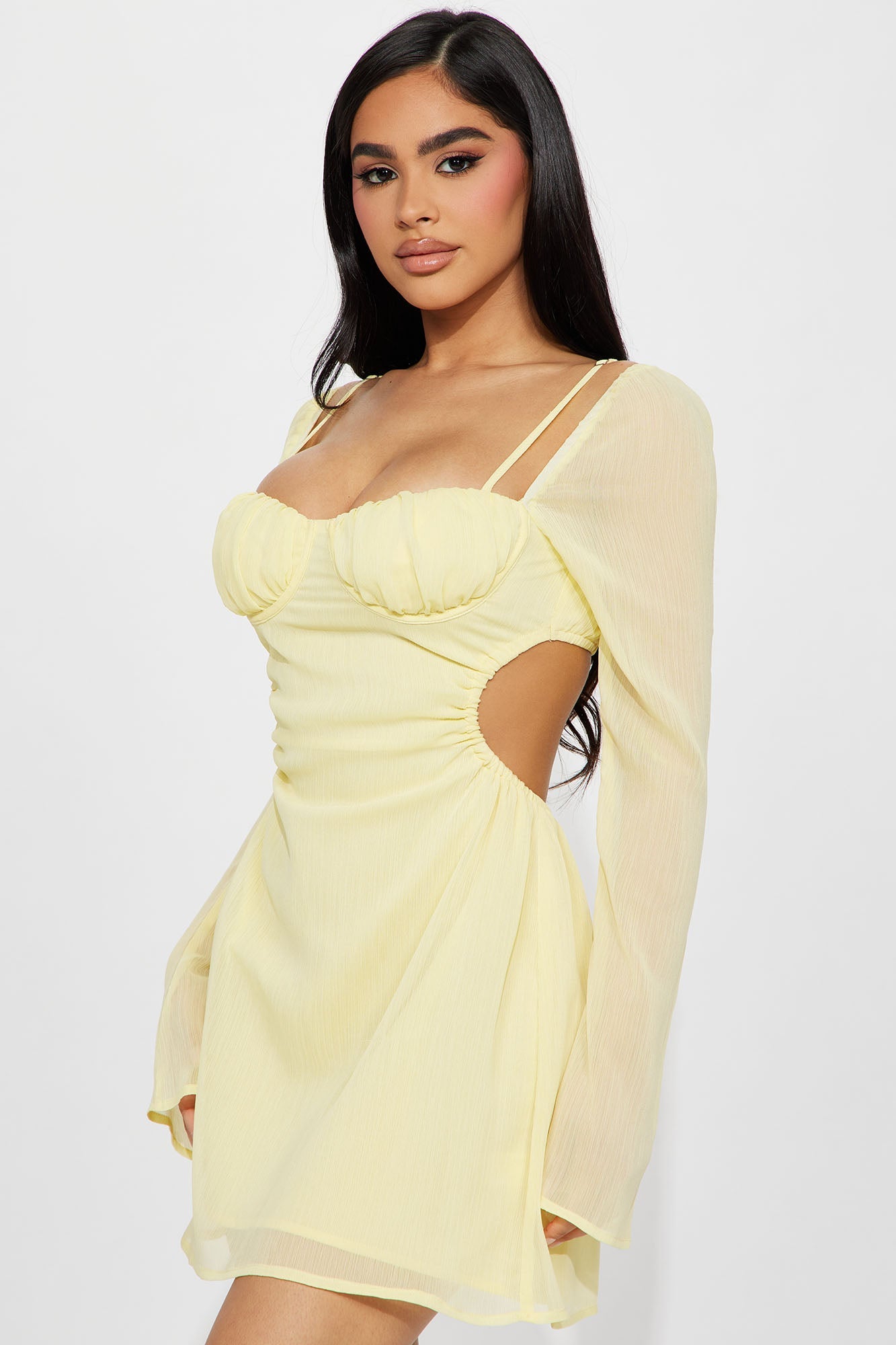 Isha Chiffon Mini Dress - Yellow