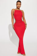 Taylor Textured Maxi Dress - Tomato Red