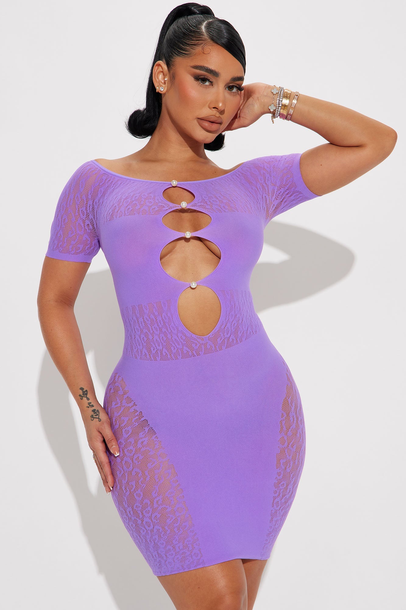Sexy Seamless Mini Dress - Purple