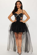 Moonlight Dance Embellished Mini Dress - Black