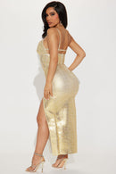 Ashley Metallic Bandage Maxi Dress - Gold