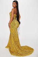 Renae Sequin Gown - Chartreuse
