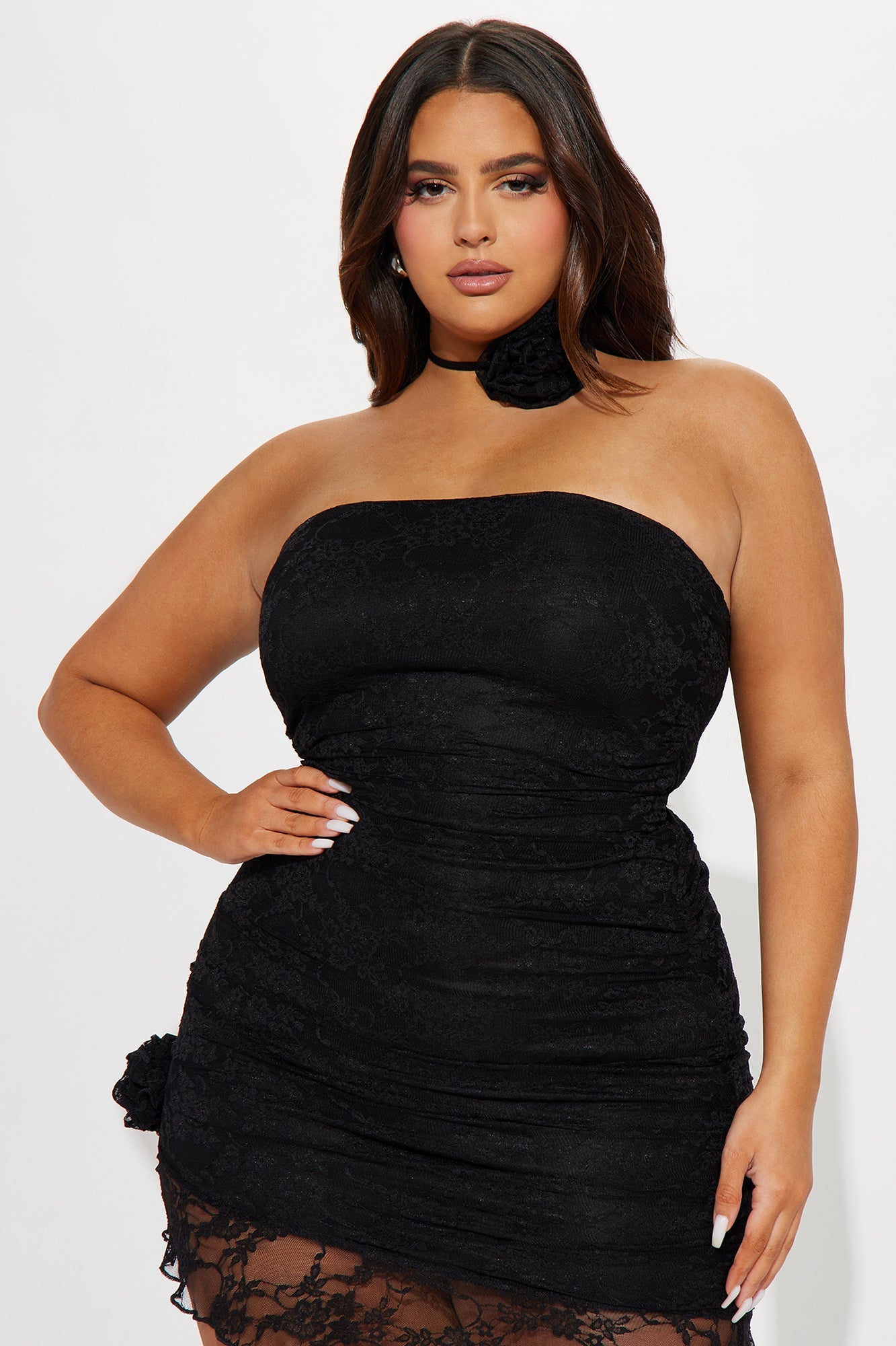 Celestine Lace Mini Dress - Black