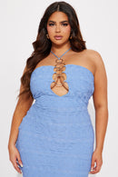 No Rings Attached Midi Dress - Blue