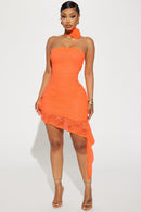 Celestine Lace Mini Dress - Neon Orange
