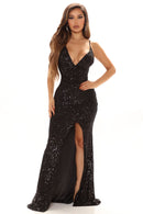 Brightest Star Sequin Maxi Dress - Black