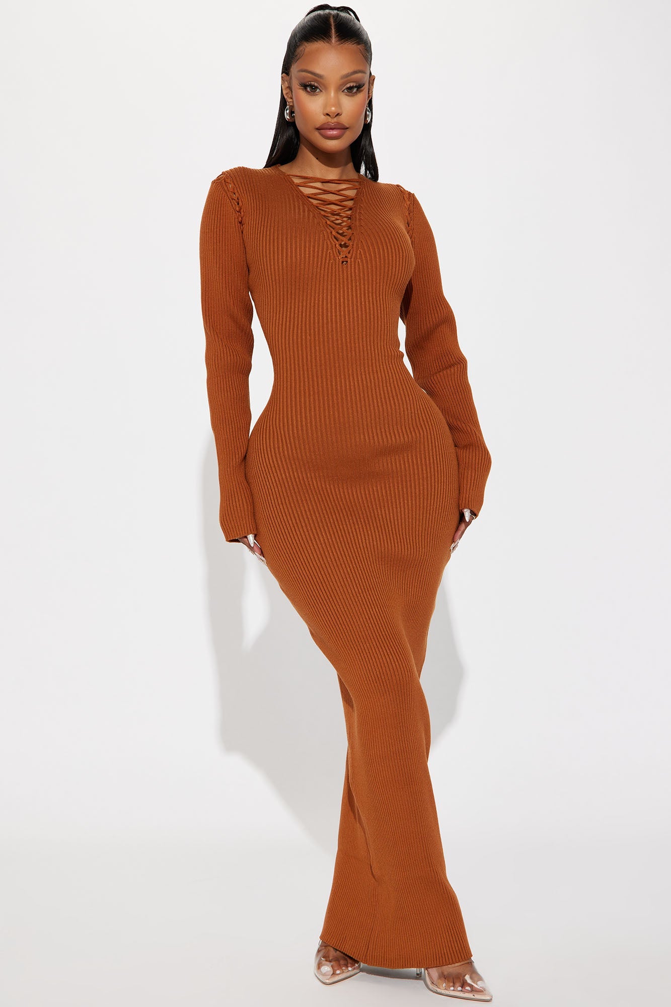 Sara Sweater Maxi Dress - Cognac