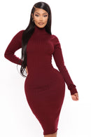 Taryn Sweater Midi Dress - Burgundy
