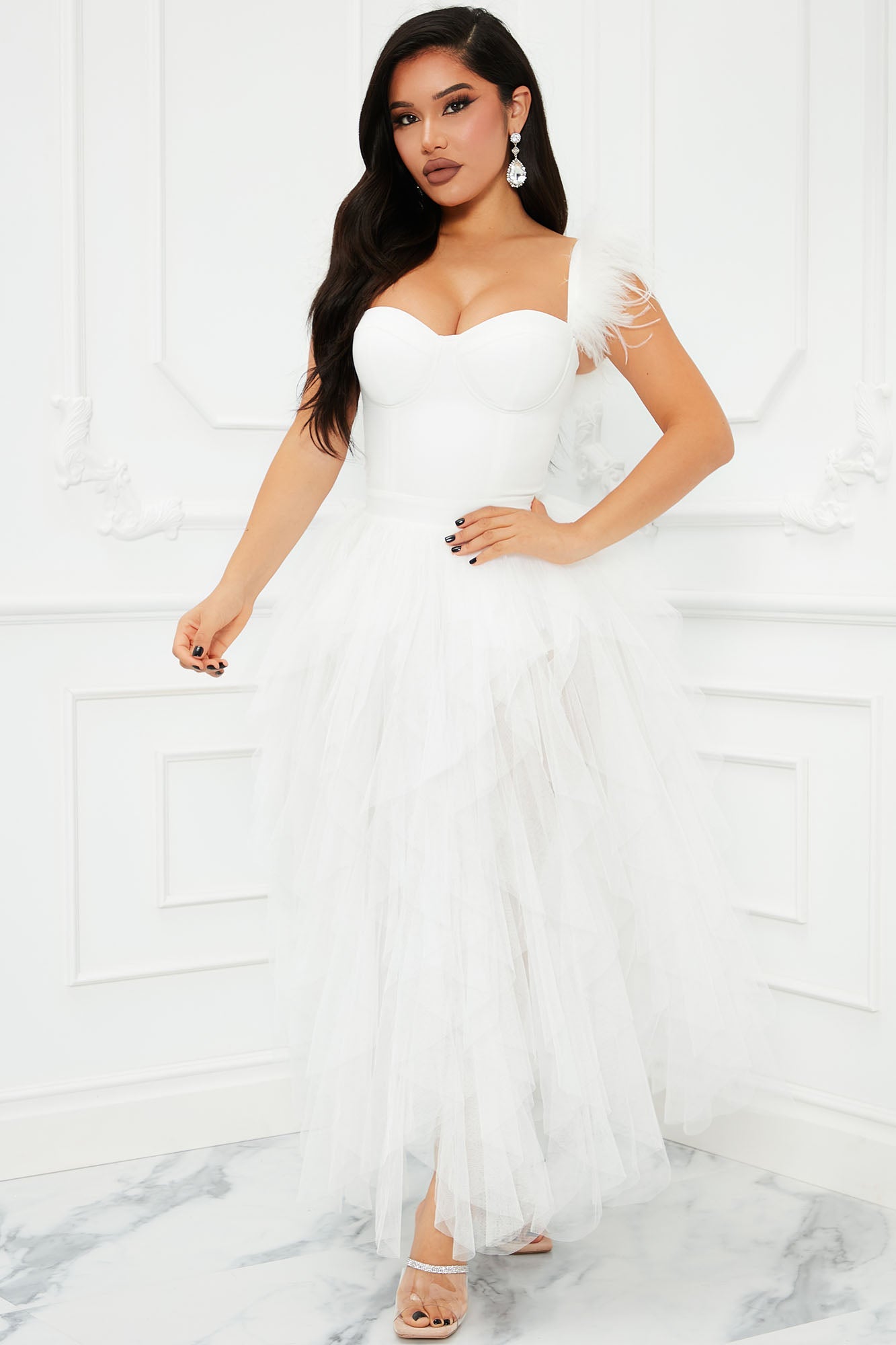 Camilla Tulle Maxi Dress - White