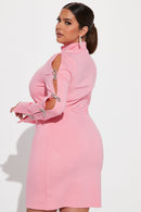 Jessica Bow Embellished Mini Dress - Pink