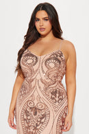 Rule The Night Sequin Maxi Dress - Rose Gold