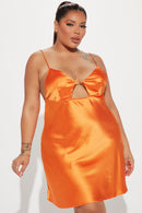 Sally Satin Mini Dress - Orange