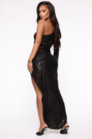 And The Winner Is Sequin Maxi Dress - Black