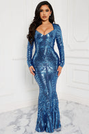 Jasmyn Sequin Maxi Dress - Blue