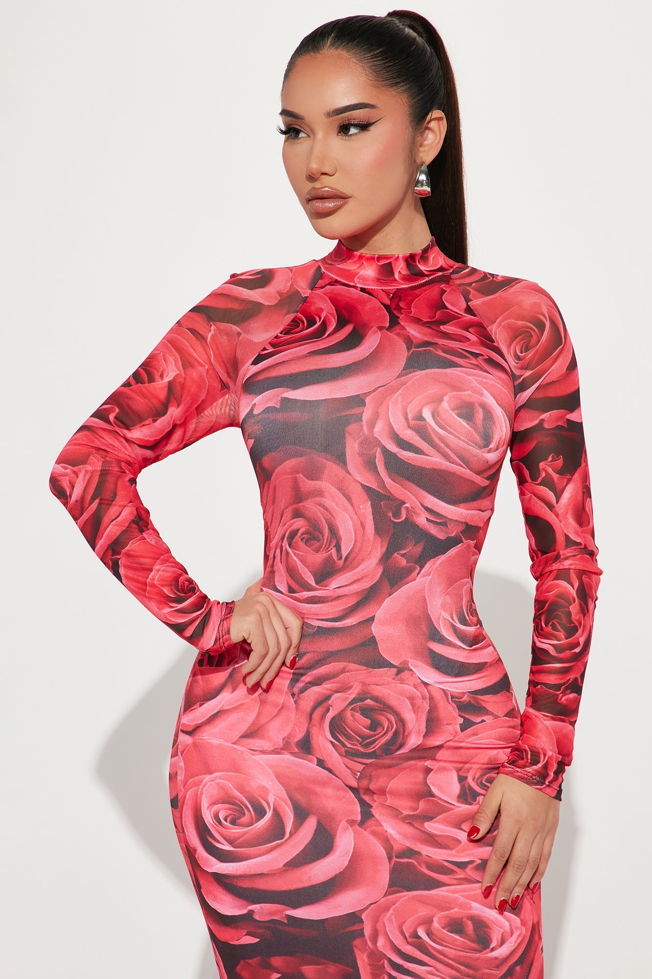 Smell The Roses Maxi Dress - Red/combo
