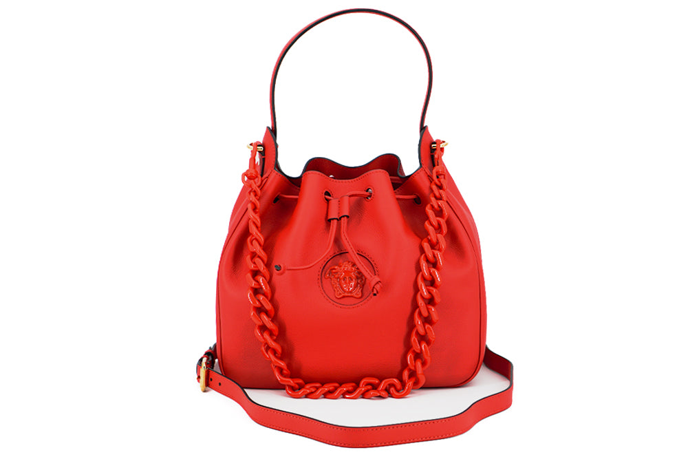 Red Calf leather Handbag by Versace