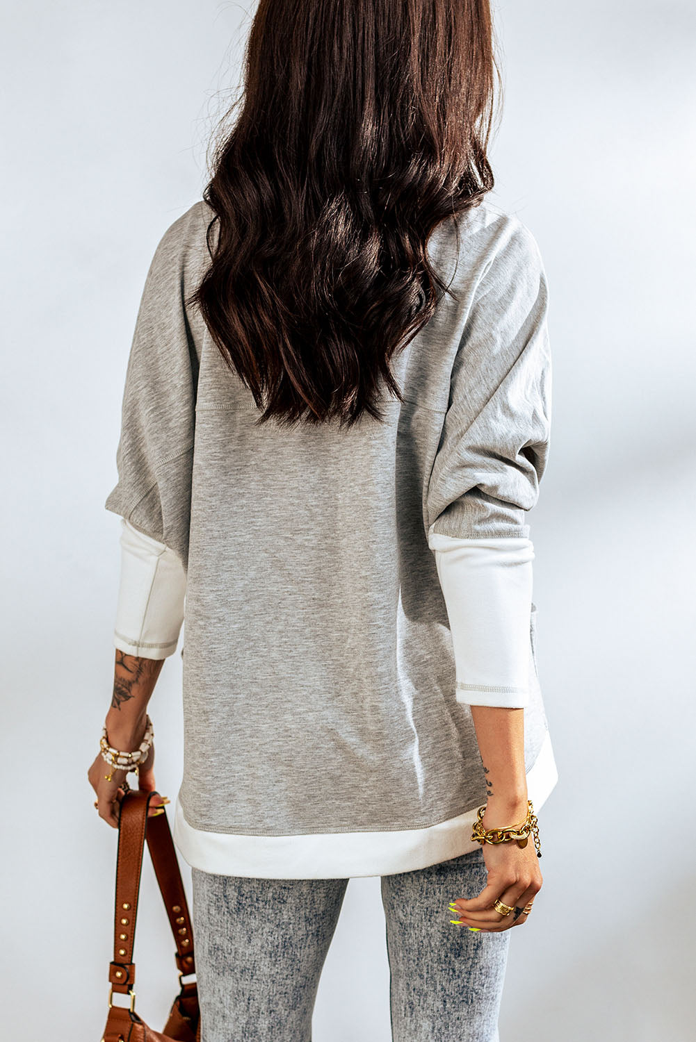 Contrast Open Front Cardigan with Pockets - Cicis Boutique