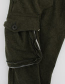 Green Wool Blend Loose Fit Cargo Pants