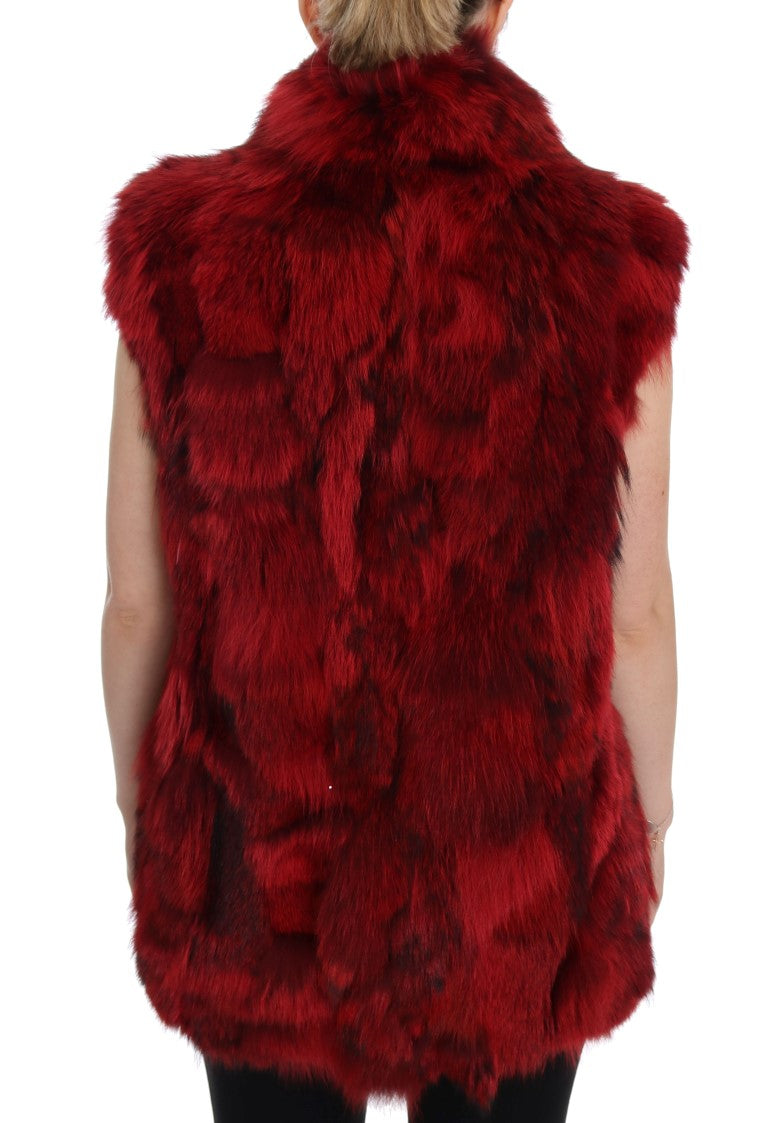 Red Coyote Fur Sleeveless Coat Jacket