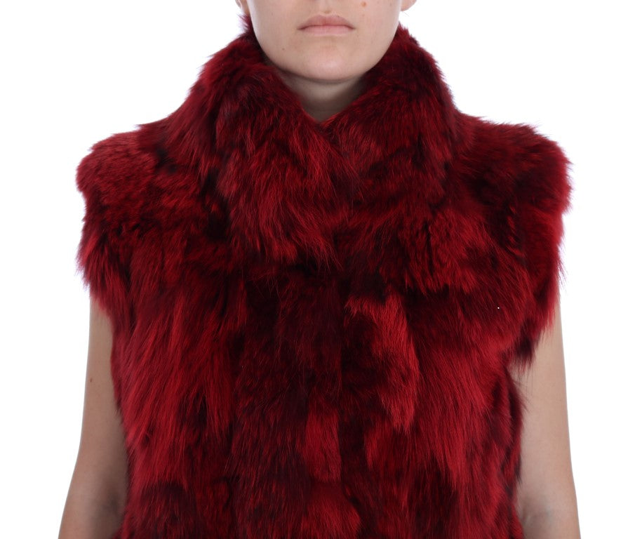 Red Coyote Fur Sleeveless Coat Jacket