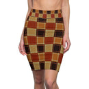 Womens Skirts, Brown Checker Board Style Pencil Skirt - Cicis Boutique