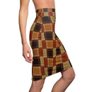 Womens Skirts, Brown Checker Board Style Pencil Skirt - Cicis Boutique