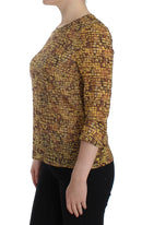 Multicolor Mosaic Print Silk Blouse T-shirt