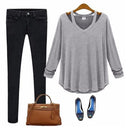 Cut Out To Lounge Top Easy Wear Long Sleeves T-shirt - Cicis Boutique