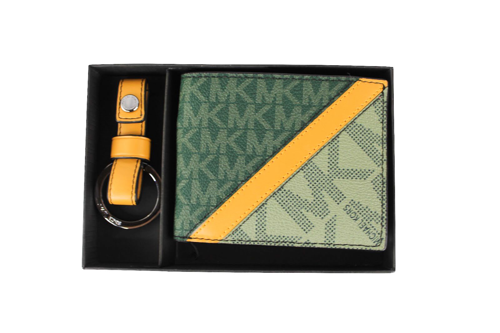 Gifting Slim Signature Bifold with Key Fob Box Set (Green/Marigold)