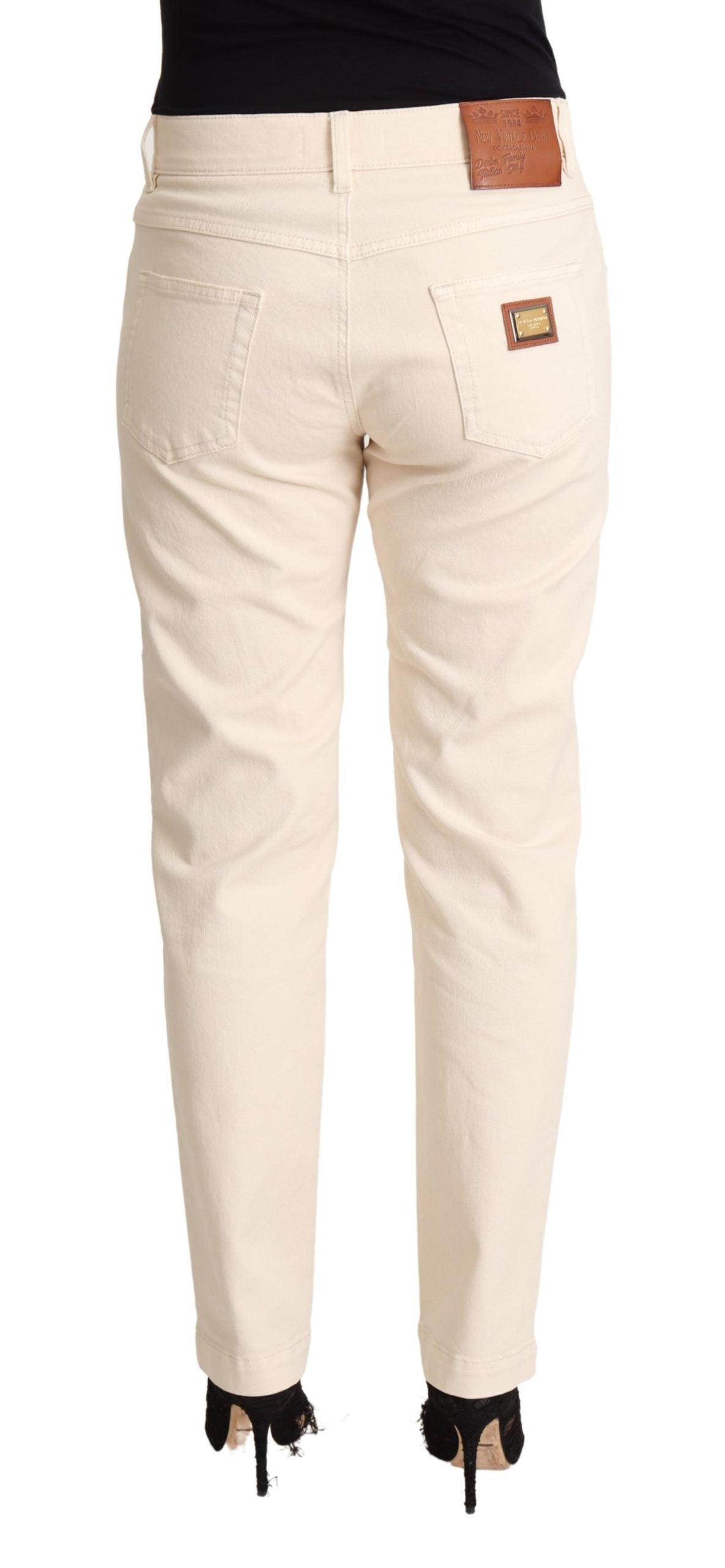 White Cotton Skinny Denim Women Jeans Pants