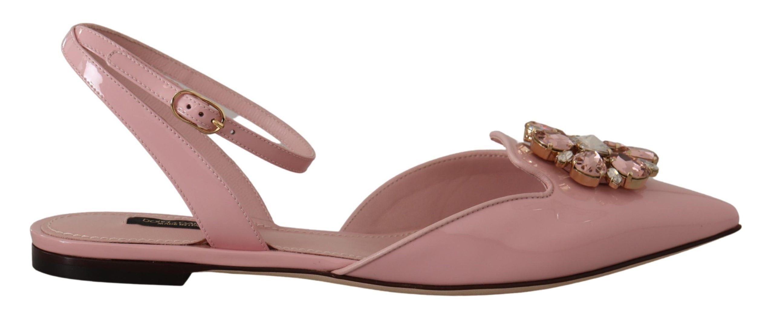 Pink Leather Slingbacks Crystal Pumps Shoes