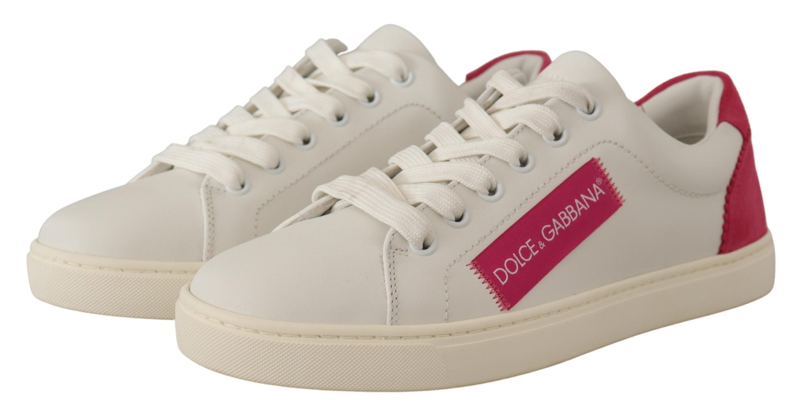 White Pink Leather Low Top Sneakers Womens Shoes