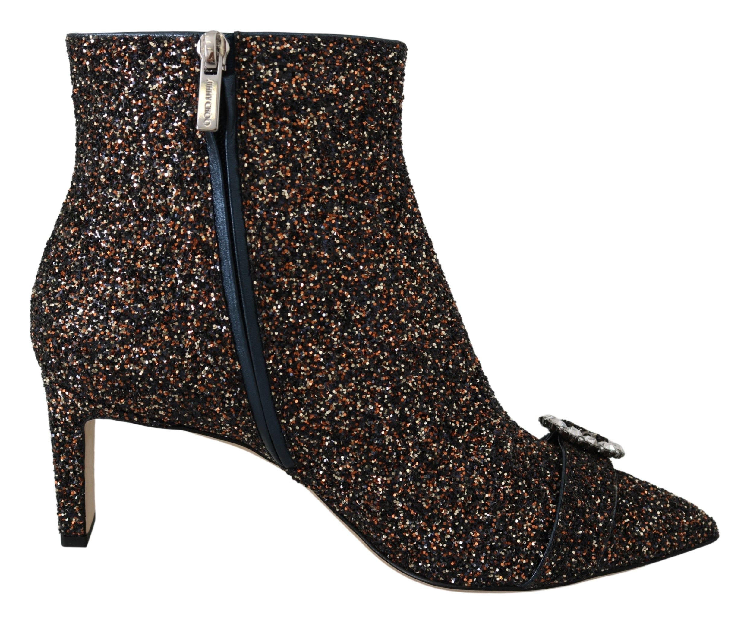 Jimmy Choo Mix Fabric Glitter Leather Hanover 65 Boots Shoes