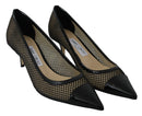 Black Mesh and Leather Amika 50 Pumps